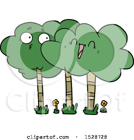 Cartoon Trees with Faces by lineartestpilot