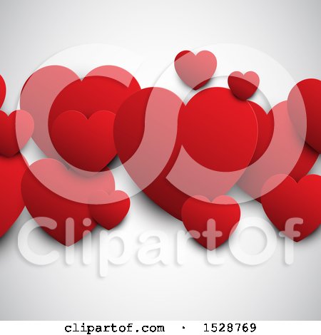 Clipart of Red Valentine Love Hearts on a Shaded Background - Royalty Free Vector Illustration by KJ Pargeter