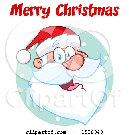 Clipart of a Merry Christmas Greeting over Santa Claus - Royalty Free Vector Illustration by Hit Toon