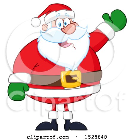 Clipart of a Happy Christmas Santa Claus Presenting - Royalty Free Vector Illustration by Hit Toon