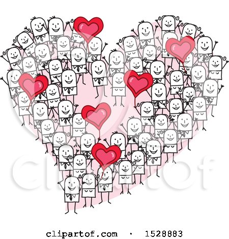 Clipart of a Heart Formed of Stick People - Royalty Free Vector Illustration by NL shop