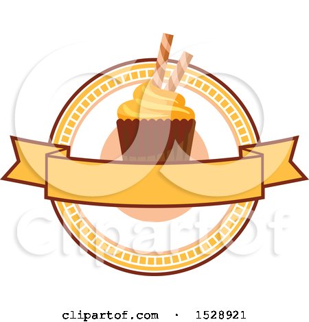 Clipart of a Cupcake Design with a Blank Banner - Royalty Free Vector Illustration by Vector Tradition SM