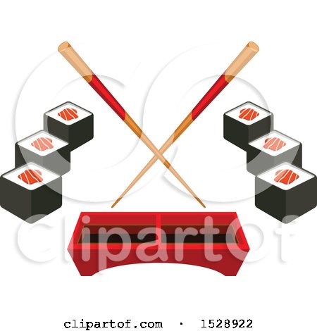 Clipart of a Soy Sauce, Sushi Roll and Chopsticks Design - Royalty Free Vector Illustration by Vector Tradition SM