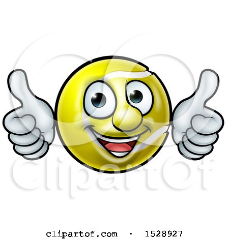 Clipart of a Cartoon Happy Tennis Ball Mascot Giving Two Thumbs up - Royalty Free Vector Illustration by AtStockIllustration