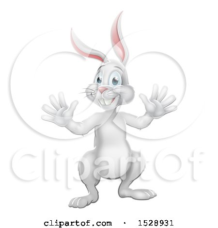 Clipart of a White Easter Bunny Rabbit - Royalty Free Vector Illustration by AtStockIllustration