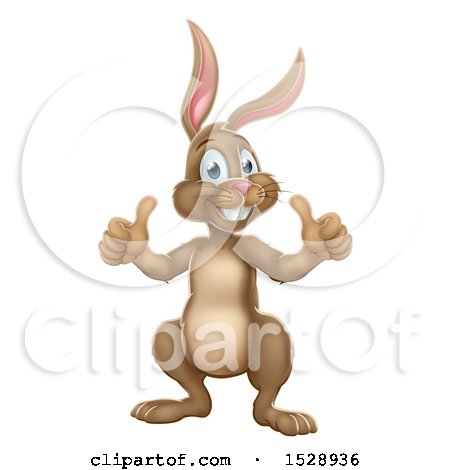 Clipart of a Brown Easter Bunny Rabbit Giving Two Thumbs up - Royalty Free Vector Illustration by AtStockIllustration