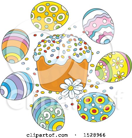 Clipart of a Cake with Sprinkles and Easter Eggs - Royalty Free Vector Illustration by Alex Bannykh