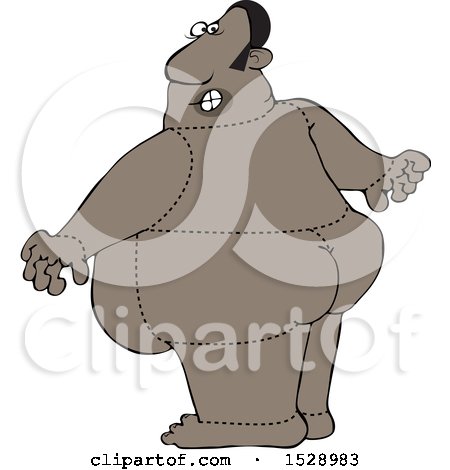 Clipart of a Cartoon Black Man Drawn in Quarters - Royalty Free Vector Illustration by djart