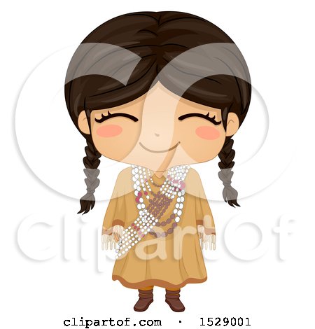 Clipart of a Happy Sioux Native American Girl - Royalty Free Vector Illustration by BNP Design Studio