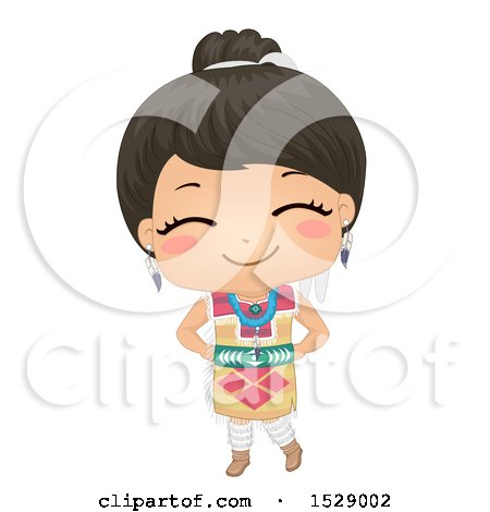 Clipart of a Happy Navajo Native American Girl - Royalty Free Vector Illustration by BNP Design Studio