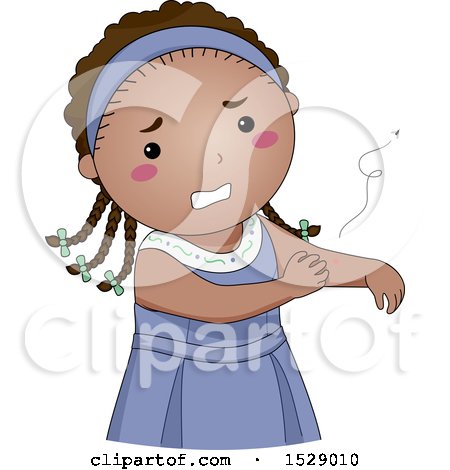 Clipart of a Girl Scratching a Bug Bite - Royalty Free Vector Illustration by BNP Design Studio