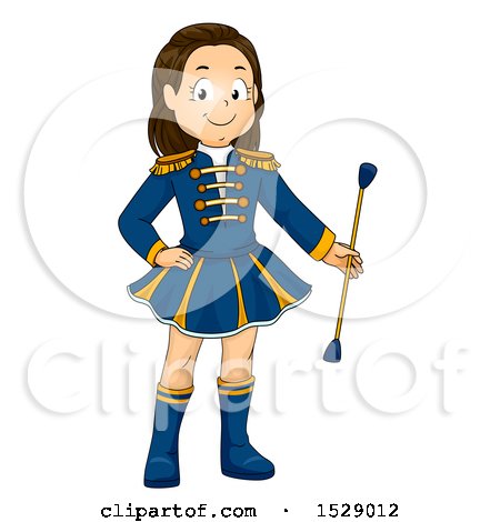 Clipart of a Majorette Girl Holding a Baton - Royalty Free Vector Illustration by BNP Design Studio