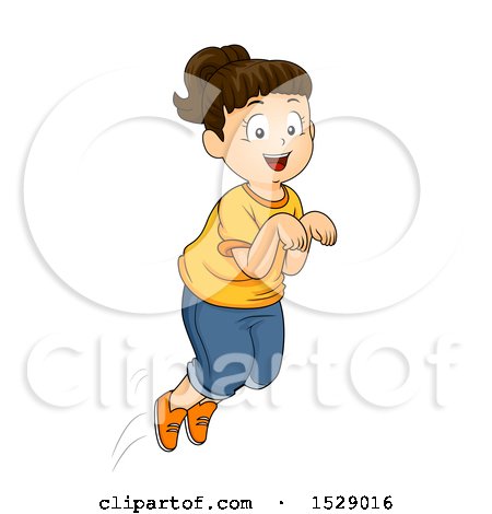 Clipart of a Happy Energetic Girl Hopping - Royalty Free Vector Illustration by BNP Design Studio