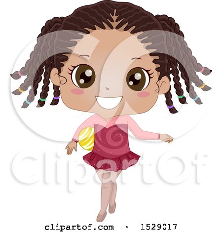 Clipart of a Happy Girl Holding a Gymnastics Ball - Royalty Free Vector Illustration by BNP Design Studio