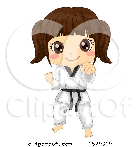 Clipart of a Karate Girl in a Taekwondo Pose - Royalty Free Vector Illustration by BNP Design Studio