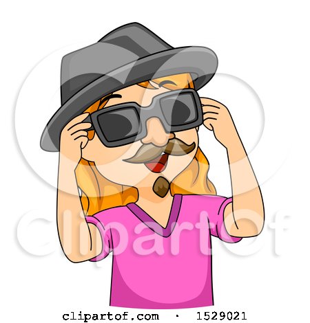 Clipart of a Girl Wearing a Disguise - Royalty Free Vector Illustration by BNP Design Studio