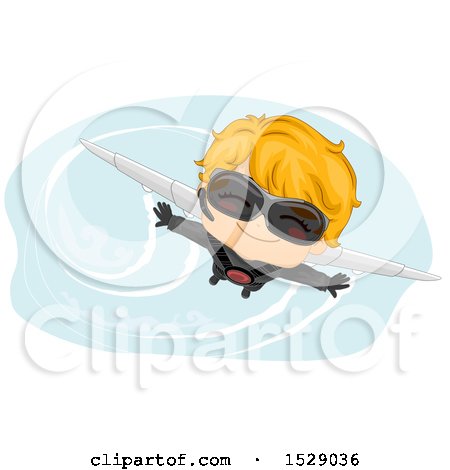 Clipart of a Secret Agent Boy Flying with a Jet Pack - Royalty Free Vector Illustration by BNP Design Studio