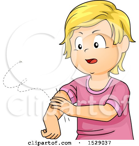 Clipart of a Boy Swatting Away a Mosquito - Royalty Free Vector Illustration by BNP Design Studio