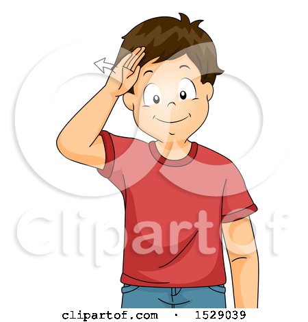 Clipart of a Boy Saying Hello with Sign Language - Royalty Free Vector Illustration by BNP Design Studio