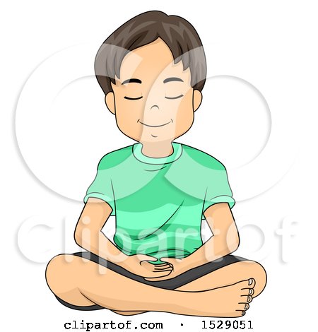 Clipart of a Relaxed Boy Meditating - Royalty Free Vector Illustration by BNP Design Studio