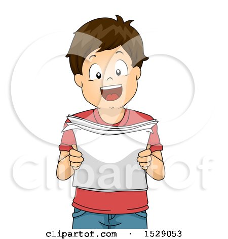 Clipart of a Boy Practicing a Speech - Royalty Free Vector Illustration by BNP Design Studio