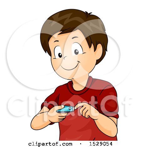 Clipart of a Happy Boy Clipping His Nails - Royalty Free Vector Illustration by BNP Design Studio