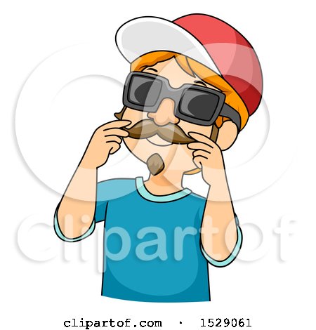 Clipart of a Boy Wearing a Disguise - Royalty Free Vector Illustration by BNP Design Studio