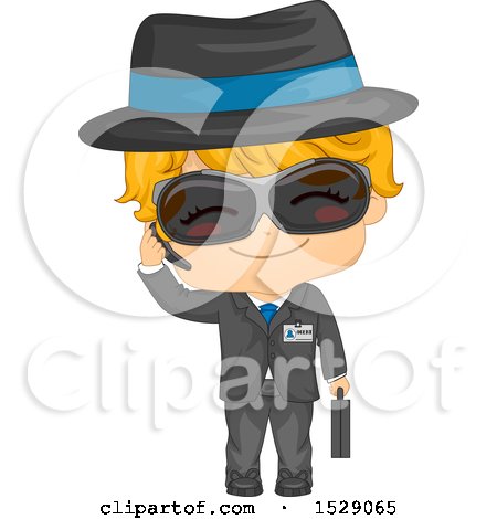 Clipart of a Secret Agent Boy in a Suit - Royalty Free Vector Illustration by BNP Design Studio