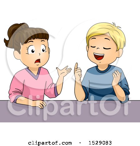 Clipart of a School Boy and Girl Debating - Royalty Free Vector Illustration by BNP Design Studio