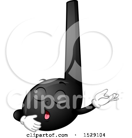 Clipart of a Black Quarter Music Note Character Singing - Royalty Free Vector Illustration by BNP Design Studio