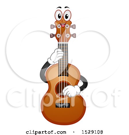 Clipart of a Ukelele Character Strumming Its Strings - Royalty Free Vector Illustration by BNP Design Studio