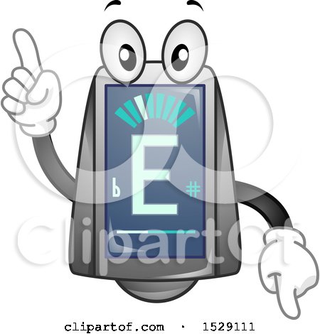 Clipart of a Guitar Tuner Character Pointing up and down - Royalty Free Vector Illustration by BNP Design Studio