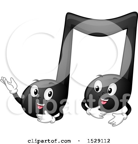 Clipart of Black Quarter Music Note Characters Talking - Royalty Free Vector Illustration by BNP Design Studio