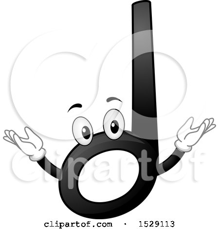 Clipart of a Black Half Music Note Character - Royalty Free Vector Illustration by BNP Design Studio