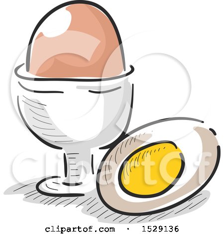 Clipart of a Sketched Hard Boiled Egg - Royalty Free Vector Illustration by BNP Design Studio