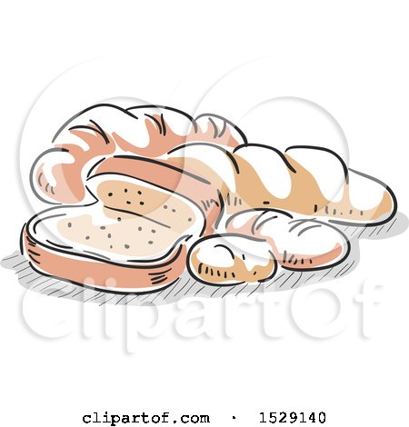 Clipart of Sketched Breads - Royalty Free Vector Illustration by BNP Design Studio