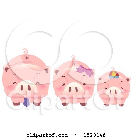 Clipart of a Piggy Bank Family - Royalty Free Vector Illustration by BNP Design Studio