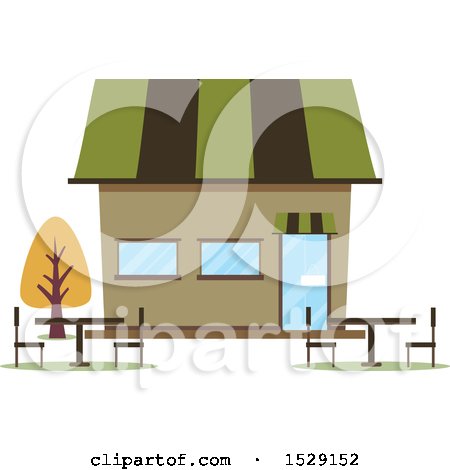Clipart of a Cafe Shop Storefront with Outdoor Seating - Royalty Free Vector Illustration by BNP Design Studio