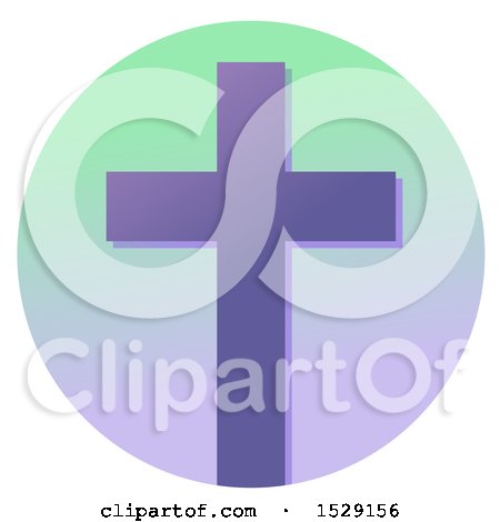 Clipart of a Cross Christian Icon on a Gradient Circle - Royalty Free Vector Illustration by BNP Design Studio
