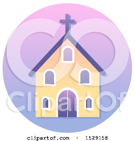 Clipart of a Church Christian Icon on a Gradient Circle - Royalty Free Vector Illustration by BNP Design Studio
