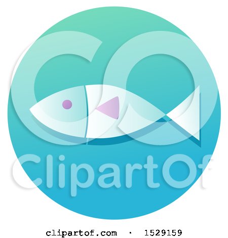 Clipart of a Ichthys Fish Christian Icon on a Gradient Circle - Royalty Free Vector Illustration by BNP Design Studio