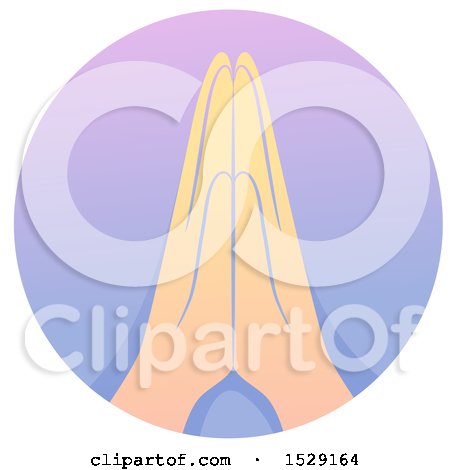 Clipart of a Praying Hands Christian Icon on a Gradient Circle - Royalty Free Vector Illustration by BNP Design Studio
