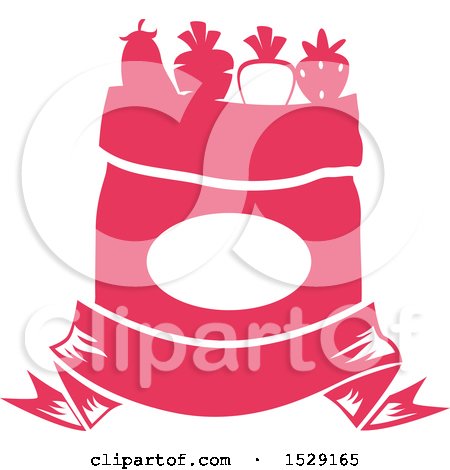 Clipart of a Silhouetted Sack Full of Produce, with a Banner - Royalty Free Vector Illustration by BNP Design Studio