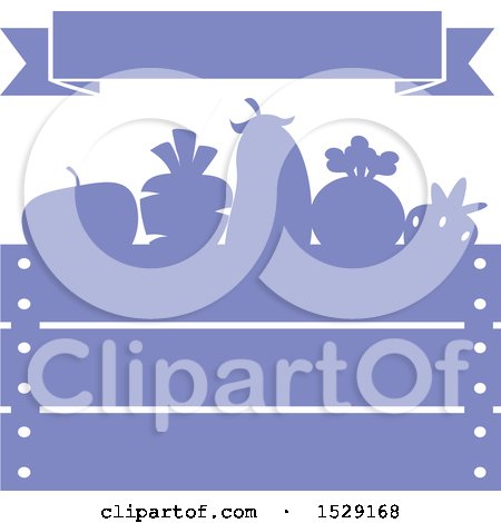 Clipart of a Silhouetted Crate Full of Produce, with a Banner - Royalty Free Vector Illustration by BNP Design Studio