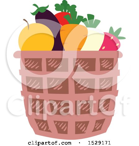 Clipart of a Basket Full of Produce - Royalty Free Vector Illustration by BNP Design Studio