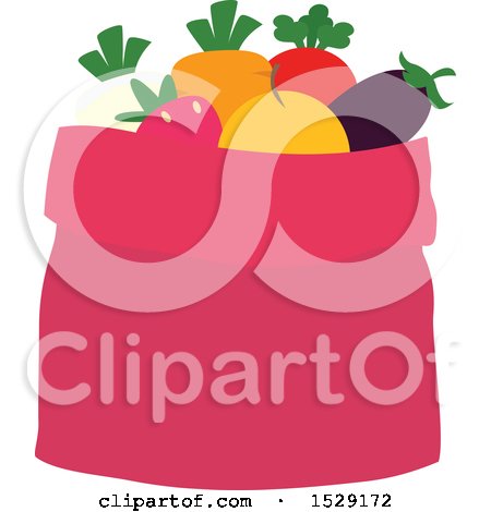 Clipart of a Sack Full of Produce - Royalty Free Vector Illustration by BNP Design Studio