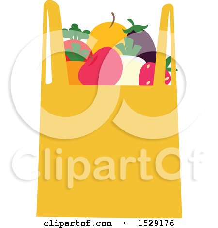 Clipart of a Shopping Bag Full of Produce - Royalty Free Vector Illustration by BNP Design Studio
