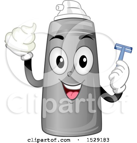 Clipart of a Shaving Cream Character Holding a Razor - Royalty Free Vector Illustration by BNP Design Studio