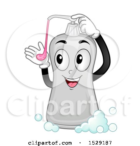 Clipart of a Liquid Dispenser Character Pumping Hand Soap - Royalty Free Vector Illustration by BNP Design Studio