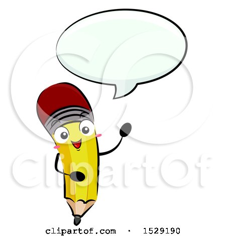 Clipart of a Pencil Character Talking - Royalty Free Vector Illustration by BNP Design Studio